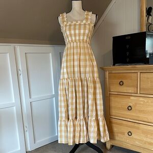 Abercrombie & Fitch Yellow Checkered Maxi Dress